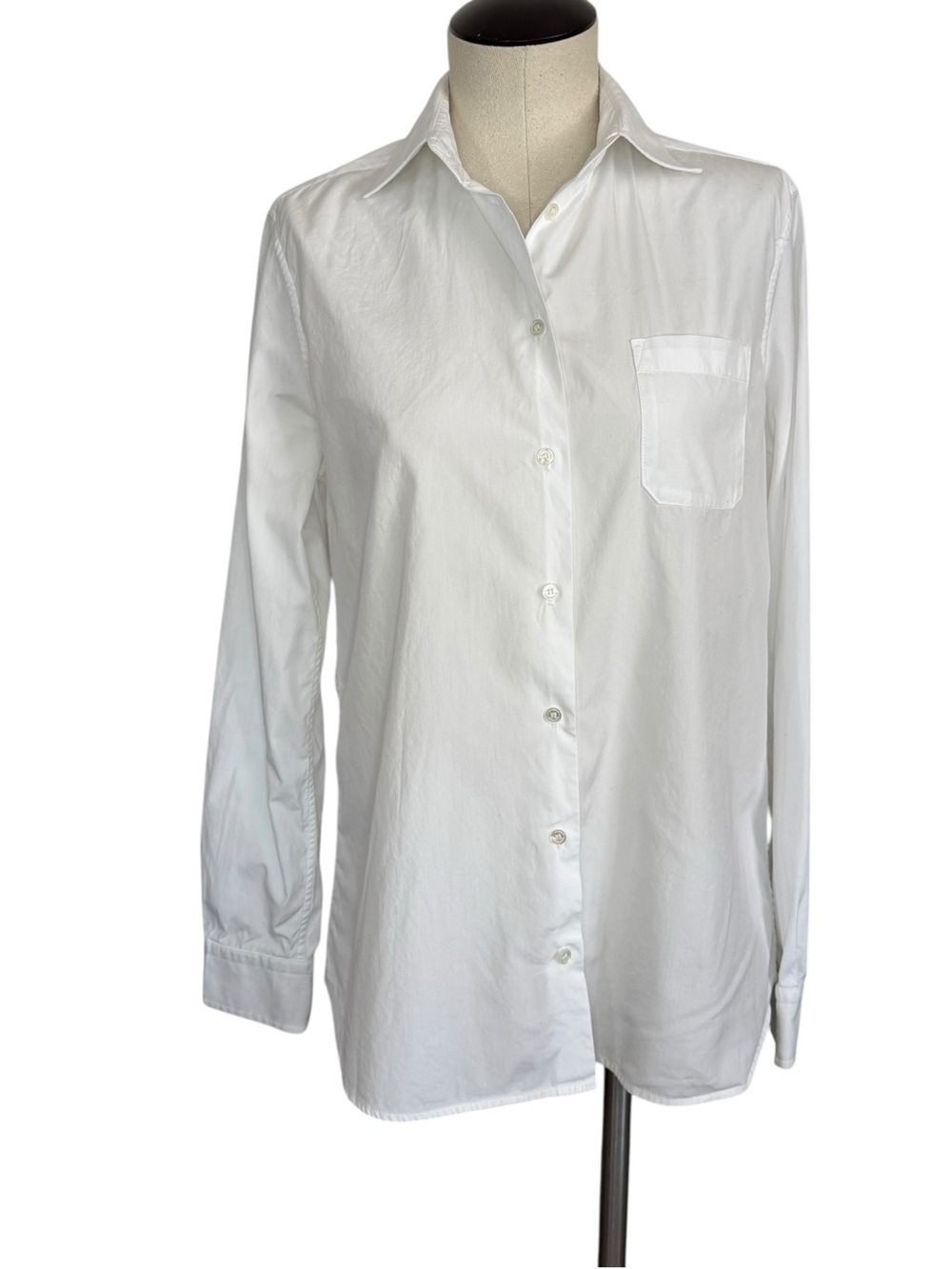 Max Mara Weekend White Long-Sleeve Button Down Collared Long Sleeve Dress Shirt